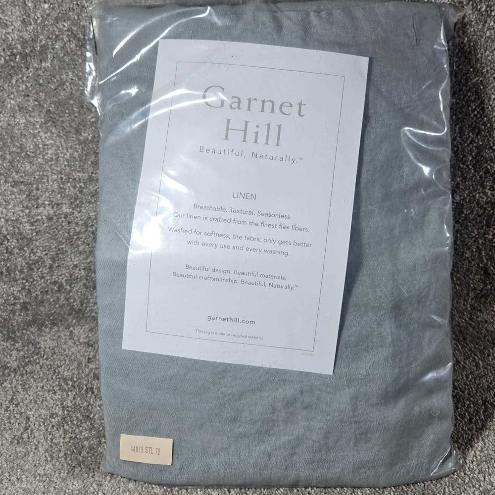 Garnet Hill Relaxed-Linen Shower Curtain Steel Blue Gray Home Solid 72"